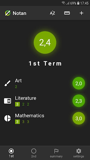 Android application Notan: Grade Calculator screenshort