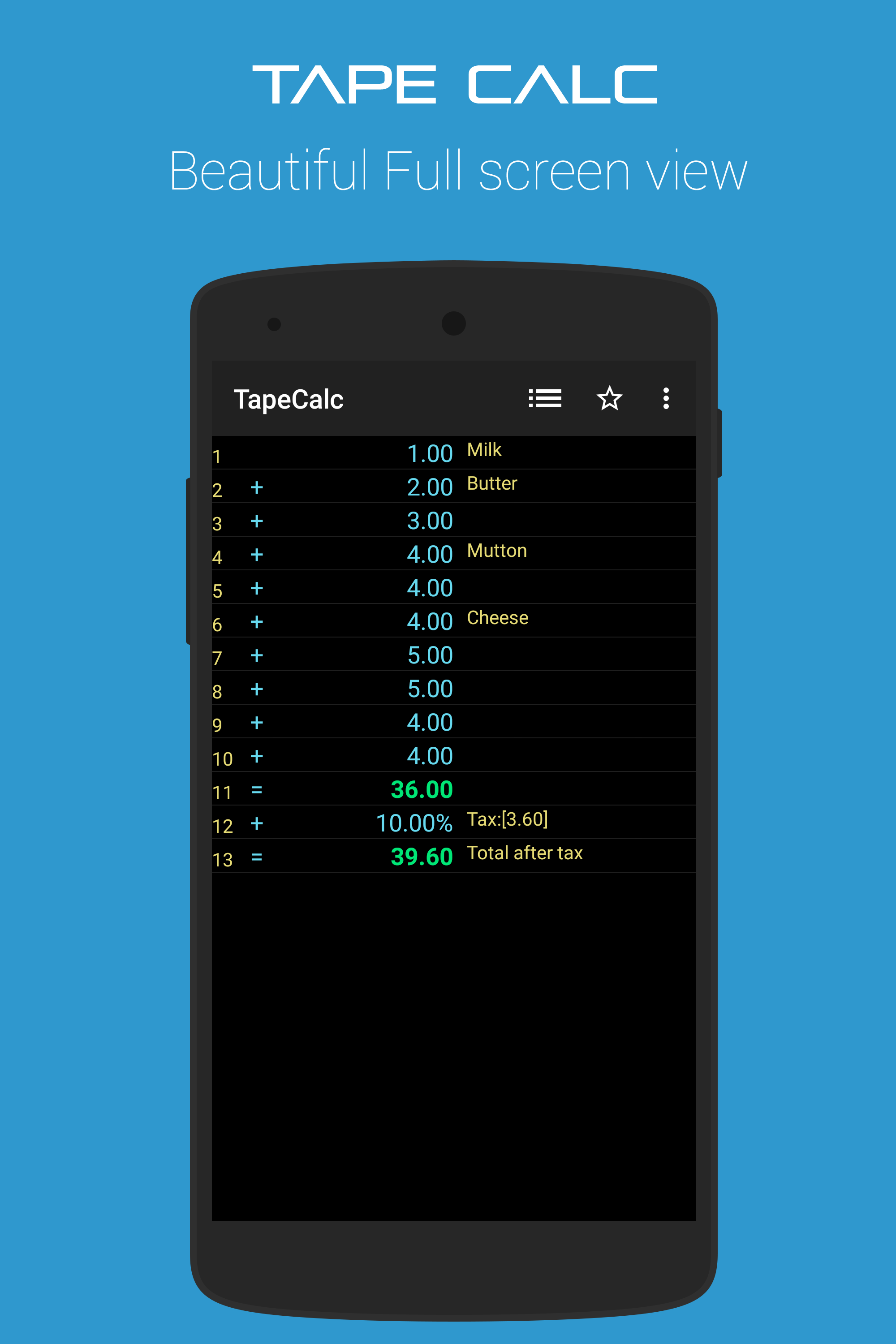 Android application TapeCalc screenshort