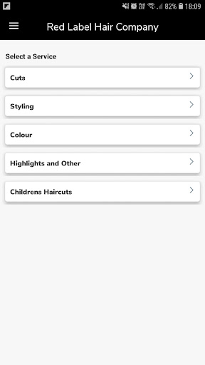 Android application Red Label Hair Company screenshort