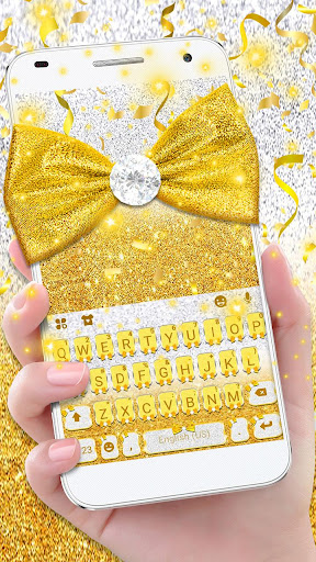 Android application Gold Diamond Bowknot Keyboard screenshort