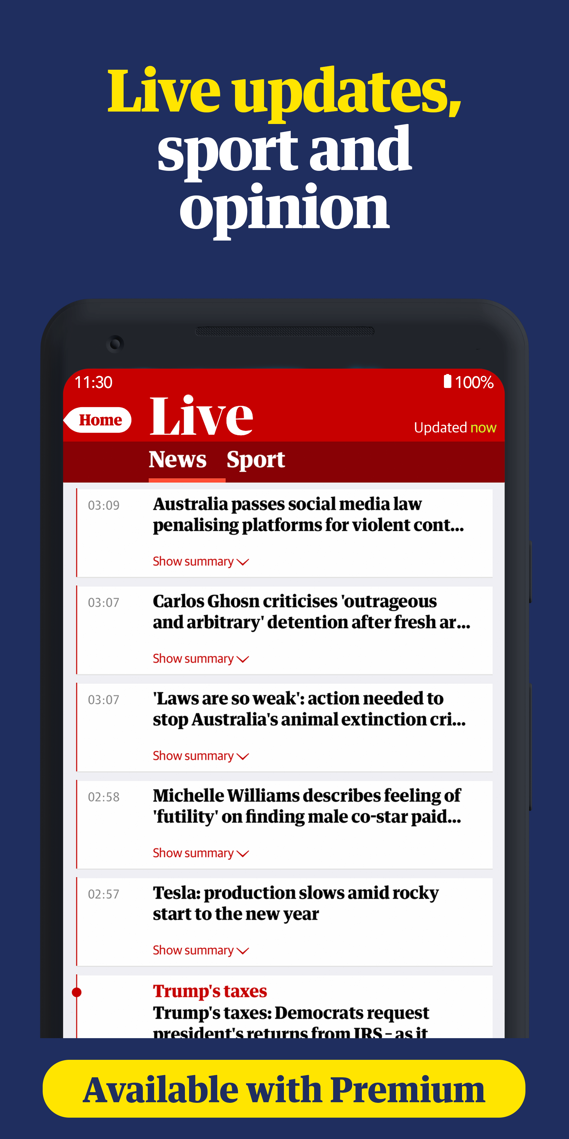 Android application The Guardian - Live World News, Sport & Opinion screenshort
