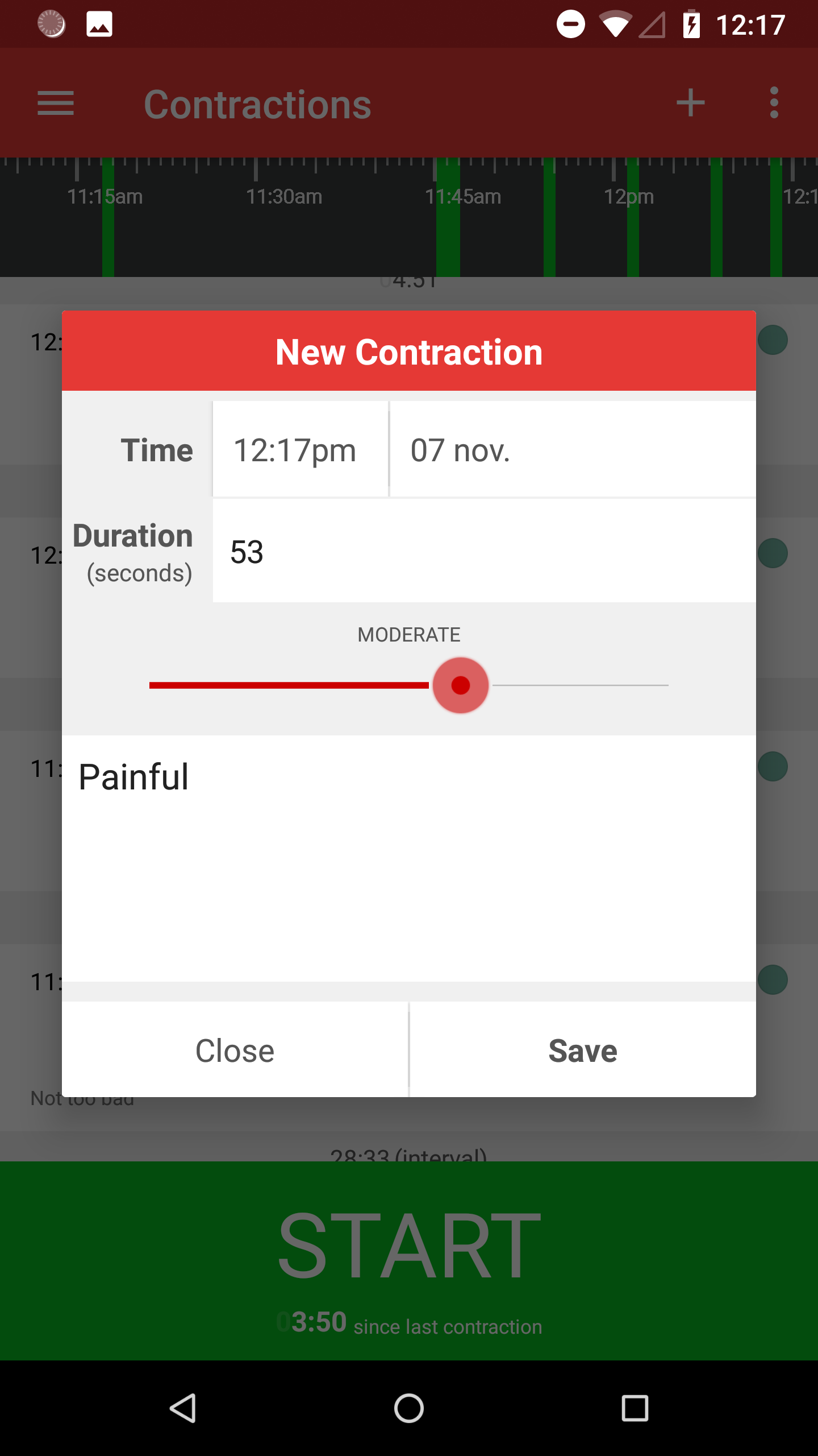 Android application Contractions Timer for Labor screenshort