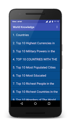 Android application World Knowledge screenshort