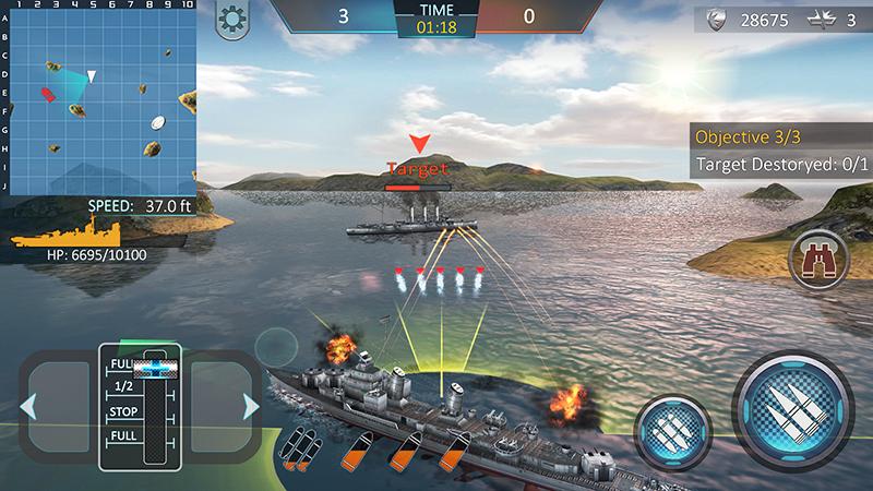 Атака военных кораблей 3D 1.0.9 APK + Мод (Unlimited money) за Android