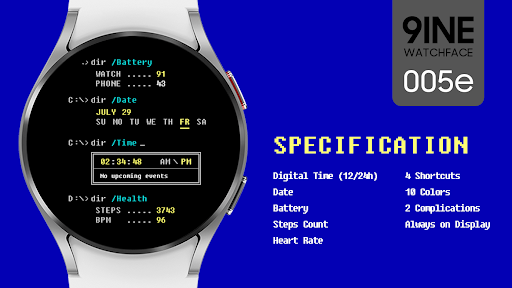 Android application 9INE 005e: Digital watch face screenshort