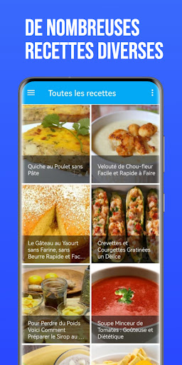 Android application Recettes Régime screenshort