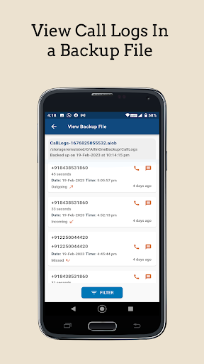 Screenshot of Call Logs Backup