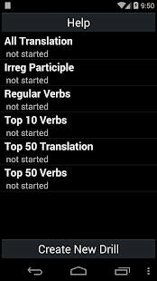 Schermata del Trainer Pro per i verbi francesi