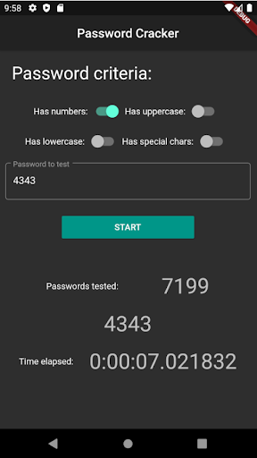 Android application Password cracker brute force screenshort