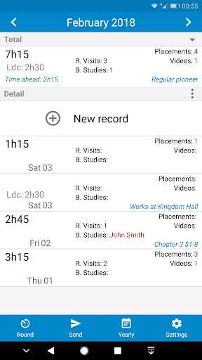 Screenshot of Service Report
