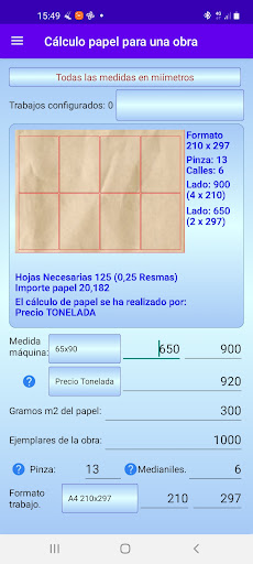 Android application Cálculos y utilidades para Art screenshort