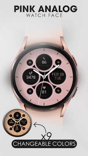 Pink pastel analog watch face Screen 2