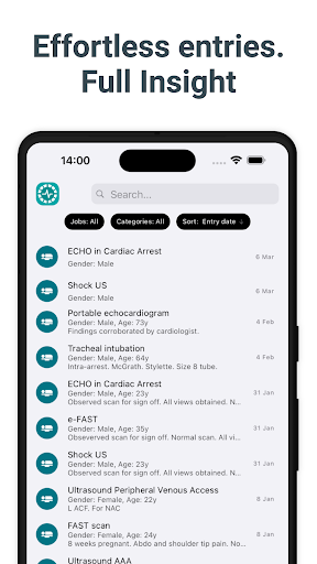 Android application Medical and surgical logbook screenshort