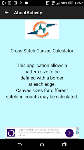 Cross Stitch Canvas Calculator Screen 3