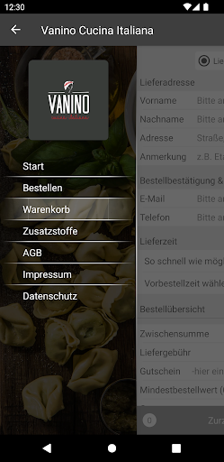 Android application Vanino Cucina Italiana screenshort