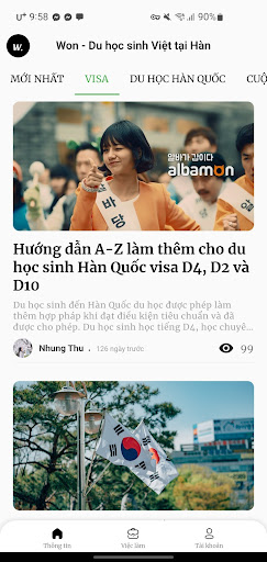 Android application Won - Du học sinh Việt tại Hàn screenshort