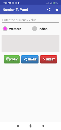 Android application Number to Word Converter screenshort