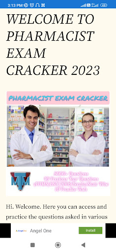 Android application PHARMACIST EXAM CRACKER screenshort