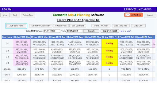 Android application Garment Planning screenshort