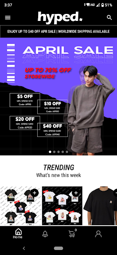 Android application HYPED screenshort