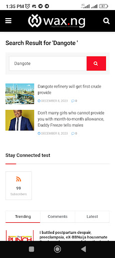 Wax.ng News Screen 3
