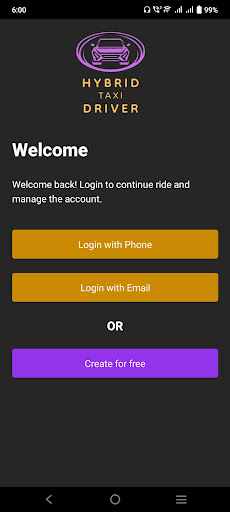 Android application Hybrid Taxi Driver screenshort