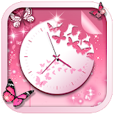 Pink Butterfly Clock Live Wallpaper icon