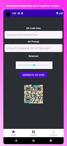 Android application CQR: AI Art QR Code Generator screenshort