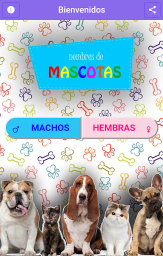 Android application Nombres de Mascotas screenshort