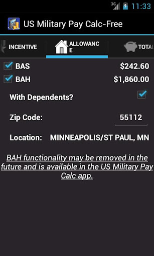 US Military Pay Calc Screen 3