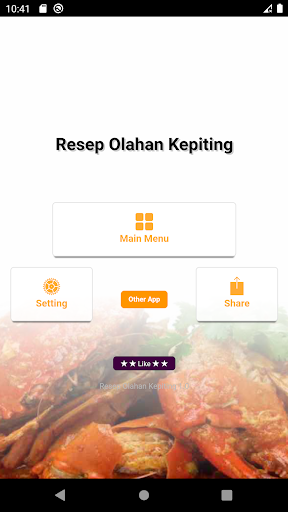 Android application Resep Olahan Kepiting screenshort