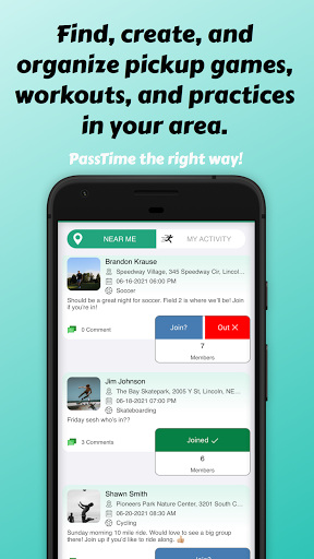 Android application PassTime Sports screenshort
