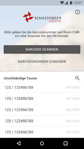 Android application Schachinger Logistik screenshort