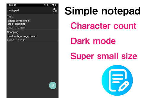 Android application Simple Notepad screenshort
