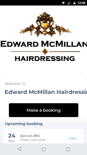 Android application Edward McMillan Hairdressing screenshort