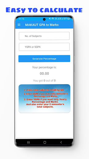 SGPA to Percentage for MAKAUT Screen 2