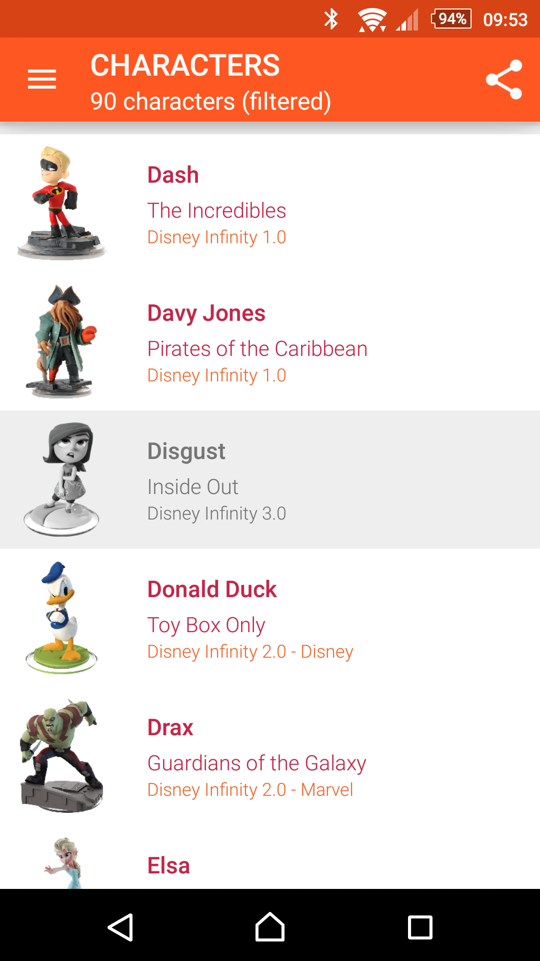 Android application My Disney Infinity Collection screenshort