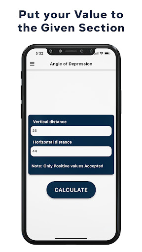 Angle of Depression Calculator Screen 2