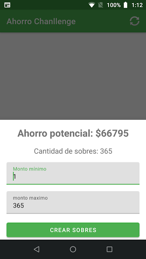 Android application Ahorro Challenge screenshort