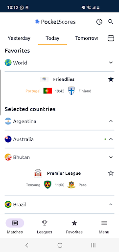 Android application PocketScores - Live Scores screenshort