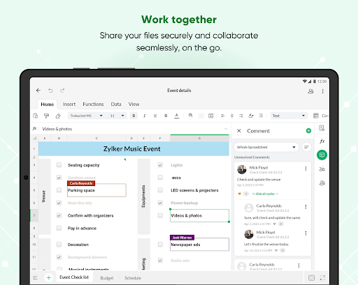 Screenshot of Zoho Sheet - Spreadsheet App