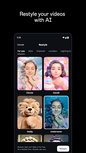Screenshot of Edits, an Instagram app