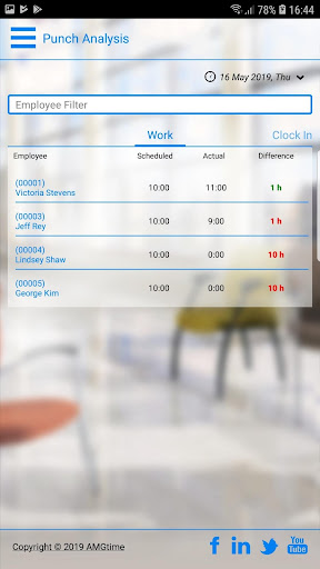 Android application AMGtime Lite screenshort