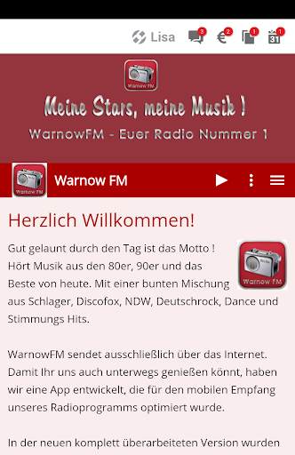 Android application Warnow FM screenshort