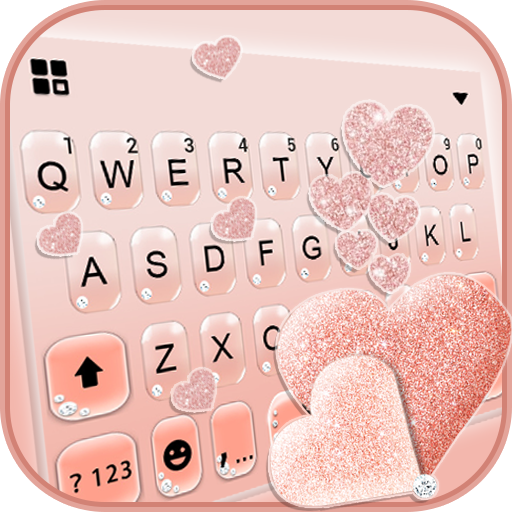Glitter Rose Gold Hearts Keybo - AppWisp.com