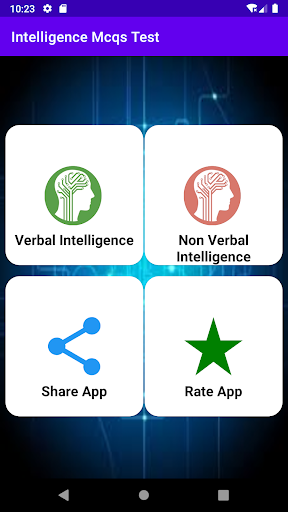 Android application Intelligence Mcqs Test screenshort