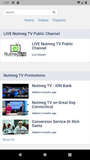Android application Nutmeg TV screenshort