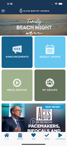 Android application Olive Baptist Church screenshort
