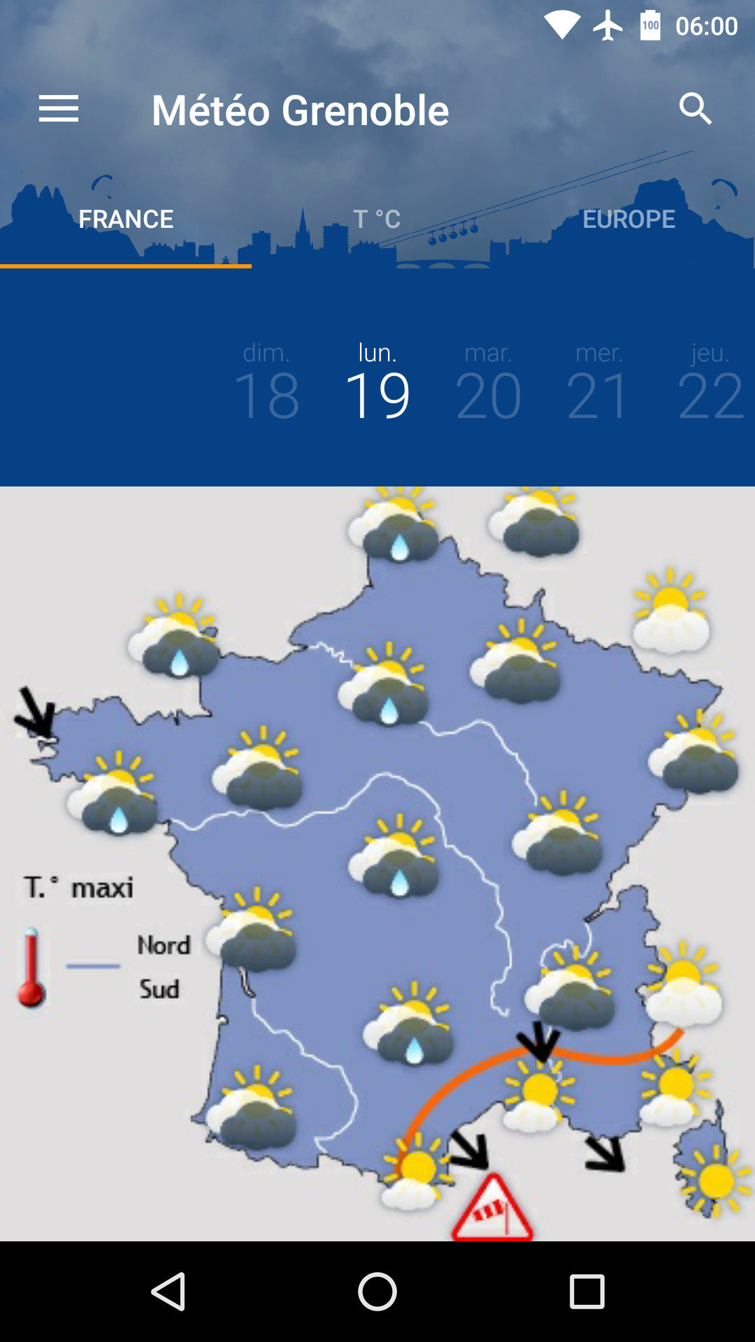 Android application Météo Grenoble screenshort