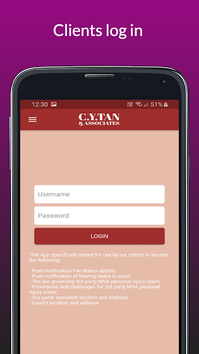 Android application C.Y.Tan & Associates screenshort